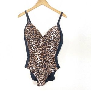 Jaclyn Smith‎ Animal Print One Piece Swim Suit Brown Black Women’s Sz 16